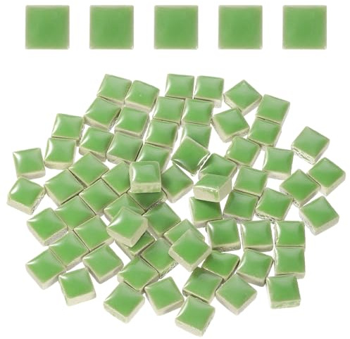 sourcing map 100g Square Mosaic Tiles, Colorful Ceramic Mosaic Tiles for Crafts Bulk Mosaic Supplies for Home Decoration Art Crafts DIY Projects, 0.4 x 0.4Inch, Emerald Green