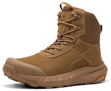 NORTIV 8 Stivali da uomo impermeabili tattici militari da lavoro in pelle per moto da combattimento leggeri antiscivolo stivali per uomo 20,3 cm, Coyote, 12