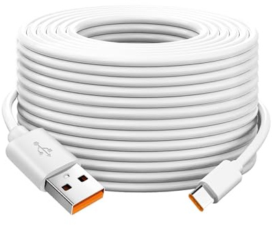 10M Extra Long USB C Cable,Durable USB A to USB C Fast Charge Cord Power Extension Charging Lead for Security Cameras Tablets SmartPhones Controller and More (White, 10M)