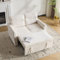 BNUZ Modernes Schlafsofa,Schlaffunktion,2-Sitzer,Faltbares,mit Ausziehfunktion,Verstellbare Rückenlehne,Inklusive großer Rückenkissen,Platzsparend für kleine Wohnzimmer,Hellbeige,90x130cm