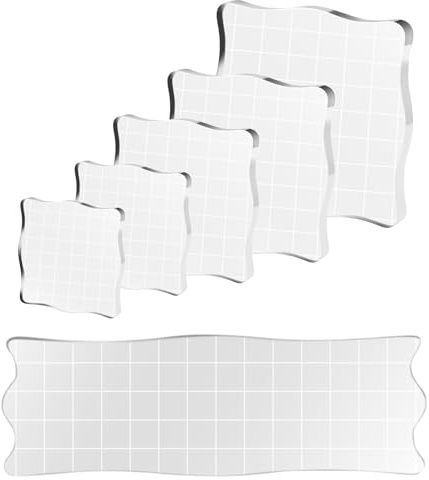 Juego de 6 bloques de sellos acrílicos, bloques de acrílico transparentes con líneas de cuadrícula, bloques de perforación de acrílico para álbumes de recortes, álbum de fotos, tallado a mano
