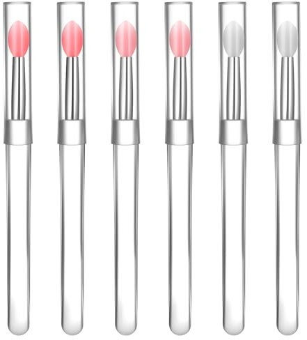 6 PCS Silicone Lip Brushes with Cap, Silicone Lip Mask Applicators, Lip Gloss Brush Applicator, Reusable Lip Brushes for Lipstick