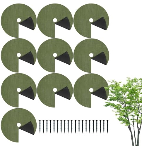 Anello per pacciamatura per alberi - Tappetino proteggi piante 60x60 cm, design resistente agli agenti atmosferici | Barriera di copertura per radici di piante in PE con chiodi a terra, tappetino
