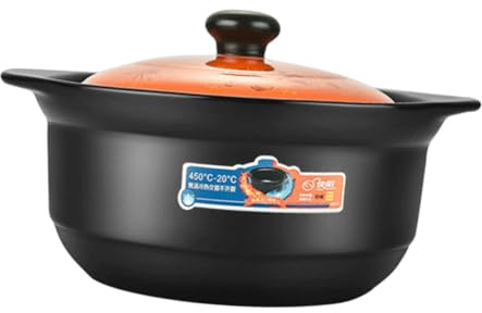 Garneck Cazuela de Cerámica para Guisar con Tapa 1.8l, Olla de Estofado Doméstica para 1-2 Personas, Resistente a Altas Temperaturas, Adecuado para Cocina a Gas y Sopas Caseras