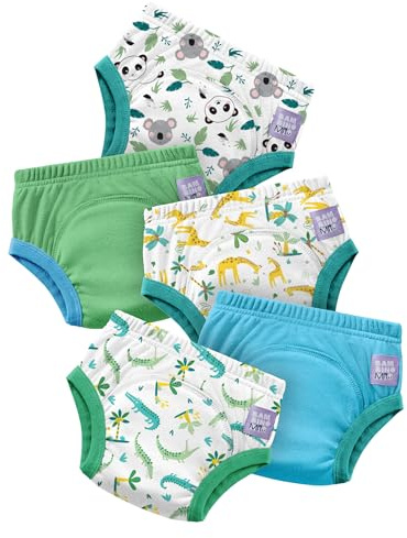 Bambino Mio, pack de 5 calzones de entrenamiento reutilizables (4-5 años) VIDA SALVAJE - ropa interior para dejar el pañal, pantalones papa niños y niñas, niños pequeños