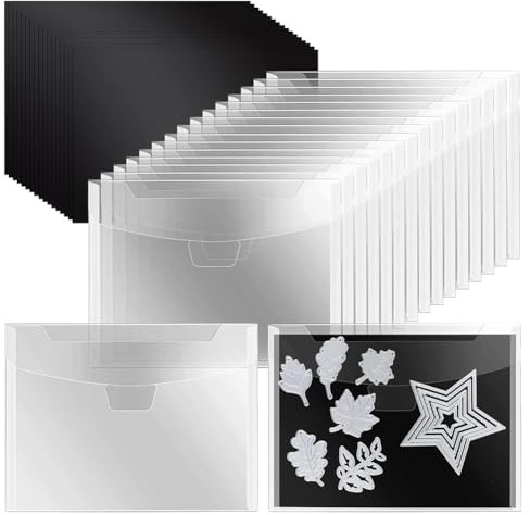 Qomcsrl 48 Bolsillos de Almacenamiento para Sellos y Troqueles con Hojas Magnéticas de Goma, Organizador de Pegatinas Reutilizables Impermeables, Soporte para Recibos