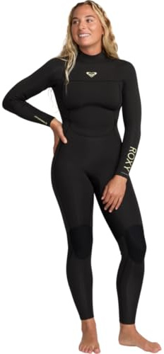 Roxy Traje de neopreno Prologue+ con cremallera trasera de 4/3 mm para mujer, color negro