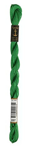 Anchor Perlgarn Stärke 5 4585000-00227 hellgrün Stickgarn, 100 % Baumwolle, 5g Strängchen