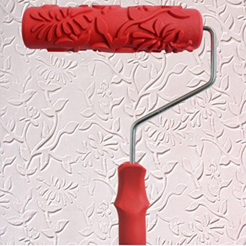 petsola 7 '' Embossing Fleur Motif Peinture Rouleau Mur Peinture Brosse Manchon Avec Poignée Outils De Décoration Murale - # 9