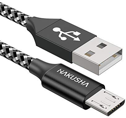 HAKUSHA Câble Micro USB, [2M] 3A Charge Rapide Câble Android Durable Câble de Chargeur de Téléphone Mobile en Nylon pour Samsung S7/S6/S5/J5/J7, Huawei, Nokia, Nexus, Sony, Tablette, PS4, Kindle