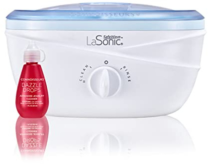 CONNOISSEURS LaSonic SafeWave and Dazzle Drops Bundle - Includes Sonic Jewelry Cleaner Machine and Advanced Jewelry Cleaner Concentrate