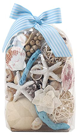 Qingbei Rina Blue Potpourri Bags,Ocean Breeze Scented Potpourri Bowl Filler Dried Flower,Home Fragrance Sachet of Petal,Coastal Seashell Decor,12oz