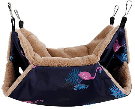 Teksome Hamac pour furet | Hamac chinchilla à 2 couches pour cage | Hamac chaud pour lapin | Hamac pour petit animal de compagnie avec quatre crochets en zinc pour grimper dans et hors du hamac pour