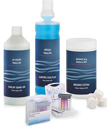KIT BROMO EXTRA 4 pz. (senza dosatore) di pratico utilizzo per la Manutenzione di Minipiscine, SPA, Vasche Idromassaggio e Piscine di piccole dimensioni