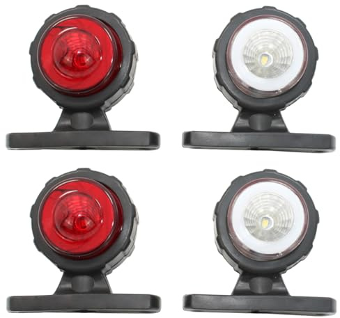 BIAREN 4x LED Side Marker Lights Double Side Warning White And Red Lights 12-24V Waterproof For Trailer Truck Truck RV Caravan