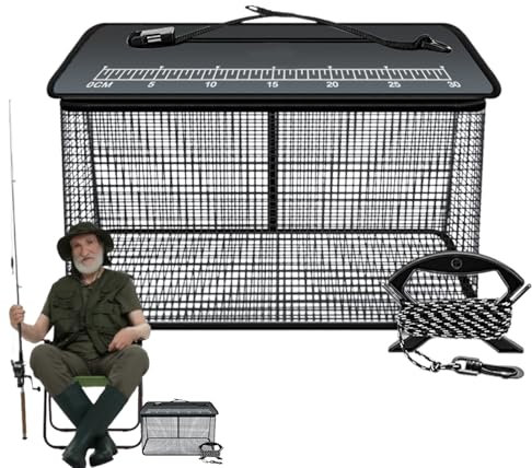 Panier De Pêche - Panier 47L pour Poisson Vivant,Cage Flottante Pliable avec Corde Anti-Dérapante, Sac De Rangement pour Équipement Extérieur, Piège À Crevettes Et Appâts