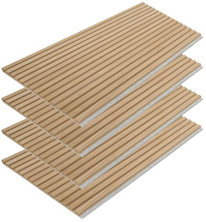 Walleu - Pack Dekorative Akustikpaneele 120 x 60 cm (Eiche Natur Grauer Filz, 4er-Pack)