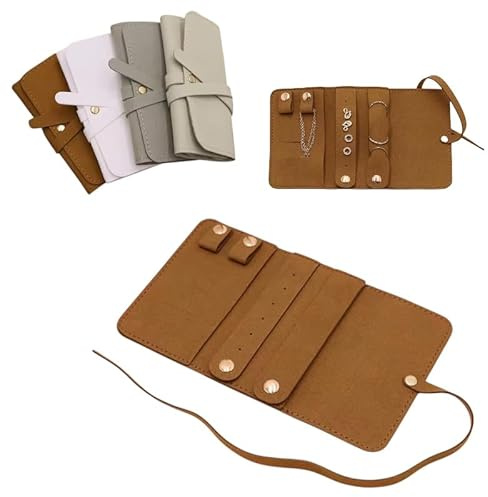 HamdiCo Pochette rouleau bijoux voyage pour femme - Organisateur pliable en velours pour colliers, bagues et boucles d'oreilles, compact et pratique (Blanc)