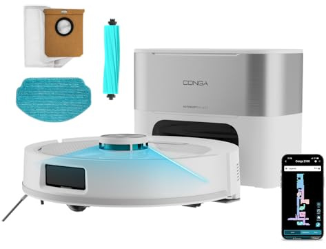 Cecotec Robot Aspirador con IA y Base Autovaciado de 3L Conga Y90 Pearl