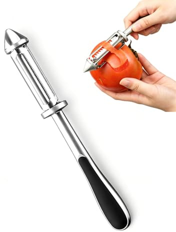 YIPFEN Pelador de Tomates, Kiwi y Patatas 3 en 1 de Acero Inoxidable con Cuchilla Serrada para Verduras en Espiral y Frutas