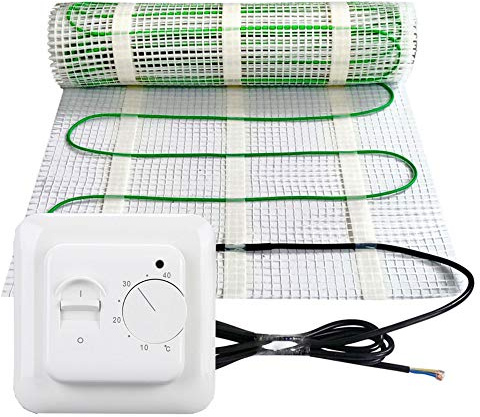 Elektrisk golvvärme, 150 watt per m², analog termostat, elektrisk, TWIN-teknologi, JWS, olika storlekar, storlek (m²): 4 m²