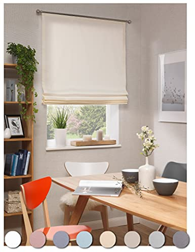 Neutex for you! BASIC Raffrollo, Vorhang, Gardine, 140 x 140 cm (H/B), 466311, Made in Germany, Oeko-Tex Standard 100, creme, Blickdicht