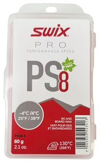 Swix PS8 Red Pro Speed Ski and Snowboard Iron-On Wax for Warmer Temperatures, 60g