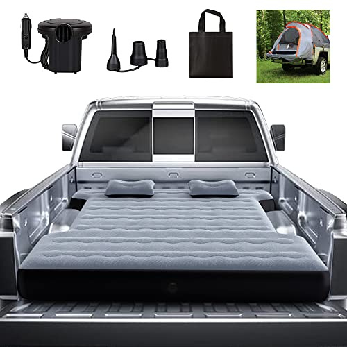 hufaut Camping Pickup Truck Bed Air Mattress Thicken Sleeping Pad for 5.5-5.8Ft Full-Size Short Truck Beds Outdoor Camping Car Travel(Grey)