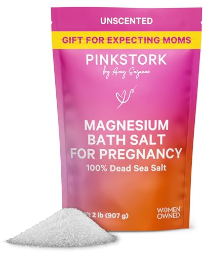 Pink Stork Pregnancy Bath Soak – Unscented Magnesium Flakes for Bath or Foot Soak – Pure Dead Sea Salt – Relief for Pregnancy Aches, Swollen Feet, and Stress – Clean, Fragrance-Free – 2 lb