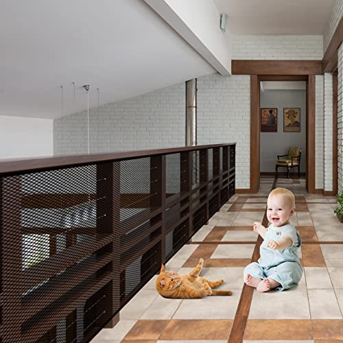 Baby Gate for Stairs, Banister Guard for Kids, Pets, Toys, 15ft x 2.66ft and 18ft x 2.66ft(Black)