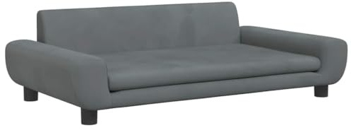 vidaXL Cama para Perros de Terciopelo Gris Oscuro 100x54x33 cm, sofá para Perros, Cama para Cachorros, Asiento para Perros, sofá para Mascota