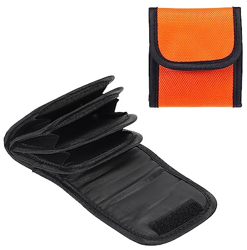 Patikil 58mm Custodia Fotocamera, 4 Tasche, Resistente Acqua e Polvere, Filtro Borsa per Trasporto e Conservazione, Arancione