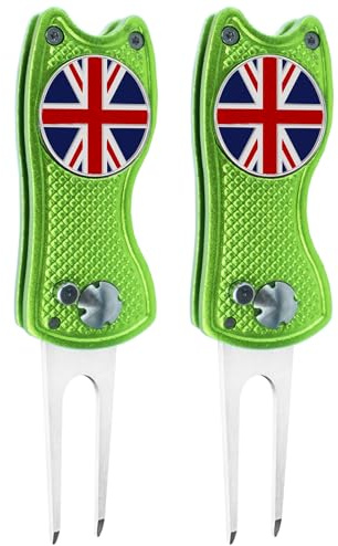 FINGER TEN Golf Divot Repair Tool 1/2 Pack (2 Pack in Green)