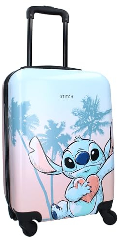 Vadobag STITCH - Valigia rigida in ABS Trolley da Viaggio per Bambini - 4 Ruote - Maniglia Estensibile - 46x33x21cm - Capacità 31 Litri - Colore Rosa e Azzurro