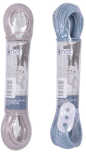 2 Cordes à Linge 20 m, renforcées avec Fils d'acier Ø 2,6 mm (4 Fils) résistantes et Durables en extérieur (Lot de 2 Cordes)