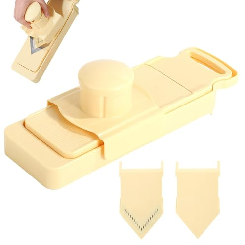 Nixiara Picadora de verduras, cortador de verduras ajustable, cortador de verduras de mano de acero inoxidable de cocina, rebanadora de patatas, rebanadora de zanahoria, rallador de cocina con