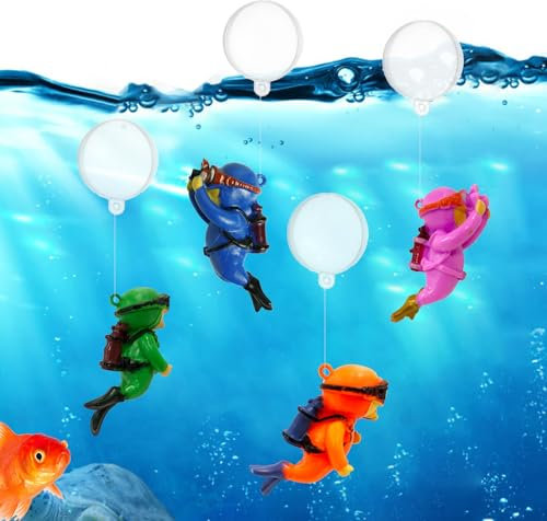 Norhogo 4 Stück Aquarium Dekoration Taucher Figur, Aquarium Taucher mit Schwimmvorrichtung, Klein Taucher Aquarium Deko, Interessantes Aquarium Zubehör Fish Tank Ornaments Aquarien Landschaft