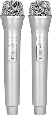Boland 30846 - Microphone Popstar argenté, 23,5 cm, Microphone Karaoké, Faux Costume de Carnaval, Accessoire pour Costume, Accessoire pour Carnaval et Karaoké (Lot de 2)