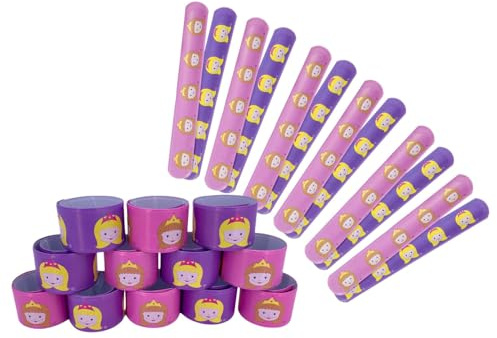 36 pulseras de chismes para niños, pulseras con solapa, varios diseños, 22 x 3 cm, regalo de cumpleaños para niños/niñas, regalos de fiesta para niñas, regalos para fiestas, pulseras (princesa)