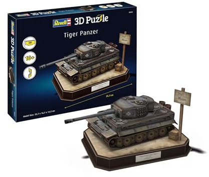 Revell 3D Puzzle 00252 Tiger I - German Tank, 200 Pieces, Highly Detailed, Fun & Easy To Build, 25.7cm in Length