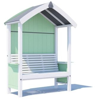 Dunster House Wooden Garden Arbour with Painted Seat – 1.72m Wide, Pressure Treated Timber Frame, 10mm Solid Roof Panels, Weather Resistant Patio Seating, All Fixings Included