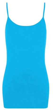 janisramone Dam Cami Bodycon miniklänning, stretchig rund hals linnen, strappy korta västklänningar, sommarfestklänningar för kvinnor Storbritannien, enkel spagettiremklänning, Turkos, 8-10