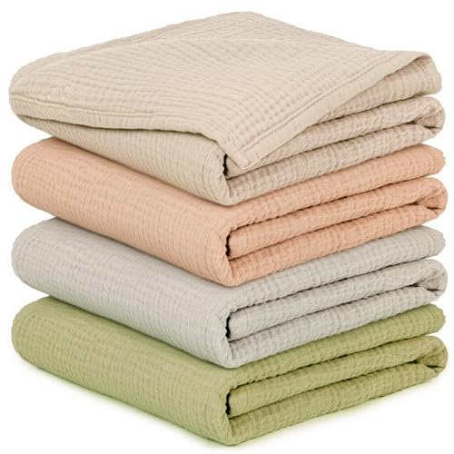 Mulltücher Baby - Set med 4 Spädbarnstorkdukar i Bomull för Pojkar och Flickor, Mjuka, Andningsbara och Extremt Absorberande, Idealiska för Rengöring, Torkning och Täckning av Nyfödda, 60x60cm