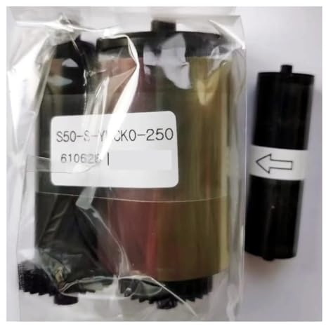Apto for IDP YMCKO 650643 Cinta de Panel superpuesto y Resina a Todo Color Negro con Rodillo de Limpieza, Rollo de 250 Tarjetas