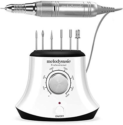 MelodySusie Nagelfräser 30000 U/min Professionelle Elektrische Nagelfeile Maniküre Pediküre Set Gelnägel Nagelpflege Fräser Set für Nagelstudio Zuhause mit Fußpedal und 6 Bits