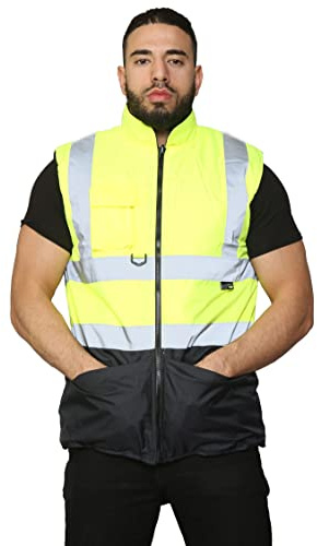 shelikes Hi Vis Bodywarmer Fleece Lined Safety Gilet High Visibility Reflective Workwear Vest for Men Security Outdoor Hiking Construction Warm Work Waistcoat