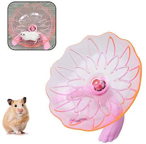 WishLotus Hamster Flying Saucer, Transparent Plastic Exercise Spinner Sports Wheel for Small Pets Like Guinea Pig, Gerbils, Chinchillas (Pink)