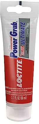 Loctite Power Grab Ultimate Crystal Clear Construction Adhesive, 2.7 fl oz Squeeze Tube, 1 Pack - Versatile Construction Glue for Glass, Wood, Metal & More