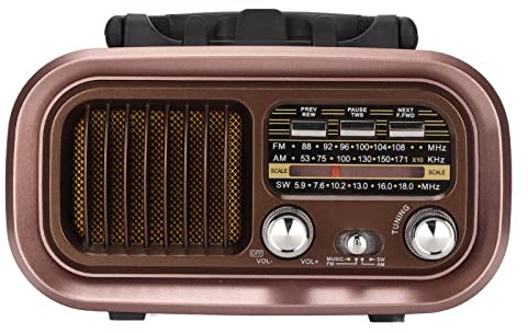 ASHATA Haut-Parleur Bluetooth Rétro Radio Vintage, Radio AM FM Bluetooth 3 Bandes avec Style Classique à L'ancienne, Haut-Parleur Radio Vintage Portable Multifonctionnel pour Intérieur et(RXBT628)