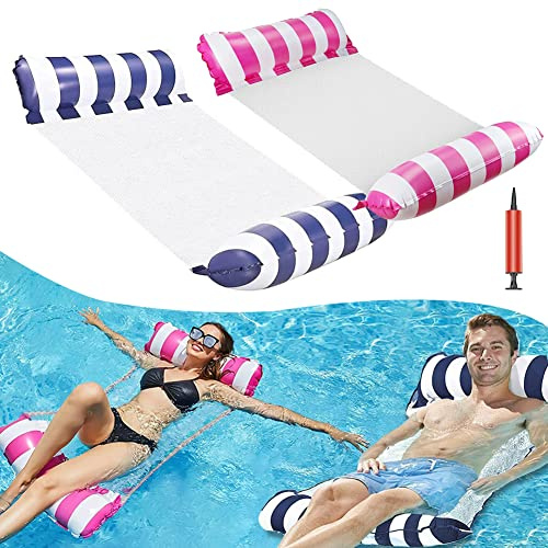 Govfrey 2 Pack Pool Inflatable Water Hammock,Pool Float for Swimming Hammock, Lilo Pool Inflatables Multi Purpose Pool Hammock Floating Beach Mat for Kids Adults Water Lounge Party, (hijj)